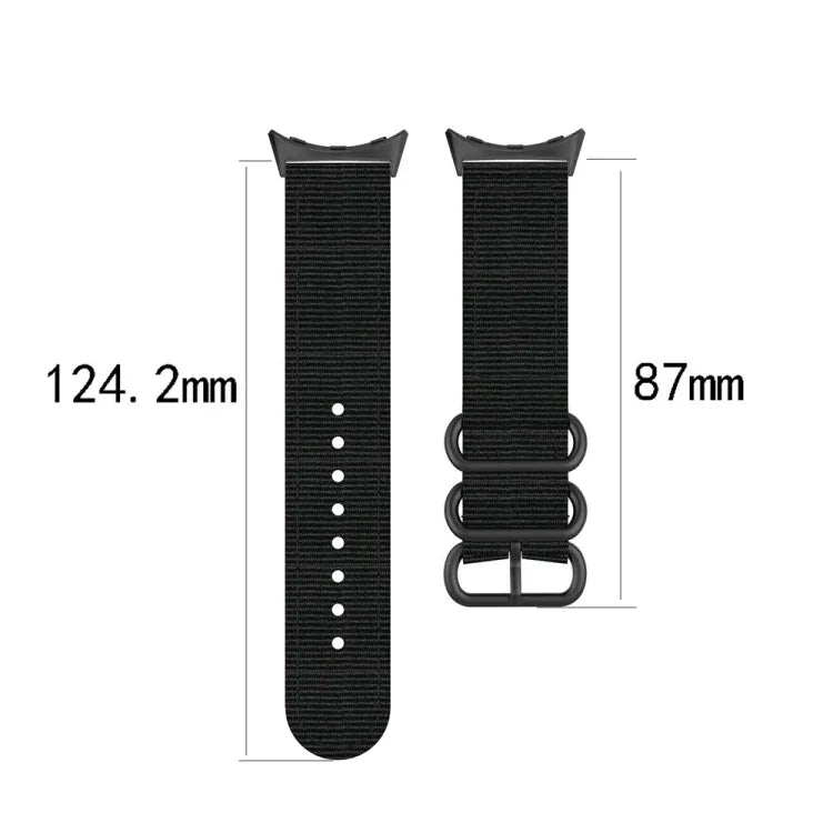 三環黑色扣尼龍錶帶，適用於 Google Pixel Watch 4 / 3 / 2 / 1 41mm