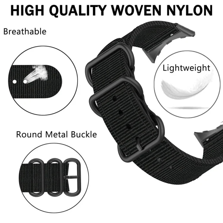三環黑色扣尼龍錶帶，適用於 Google Pixel Watch 4 / 3 / 2 / 1 41mm