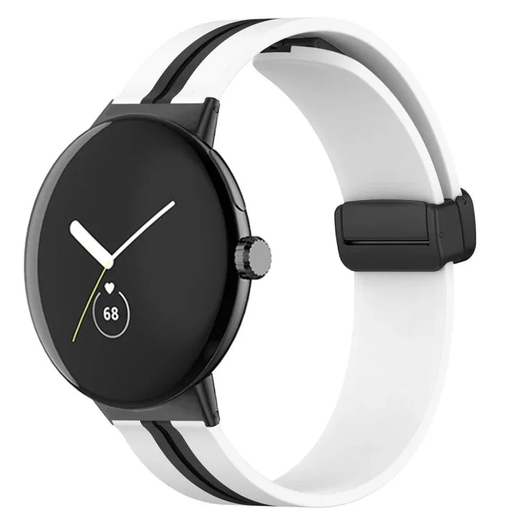 雙色折疊扣矽膠錶帶，適用於 Google Pixel Watch 4 / 3 / 2 / 1 41mm