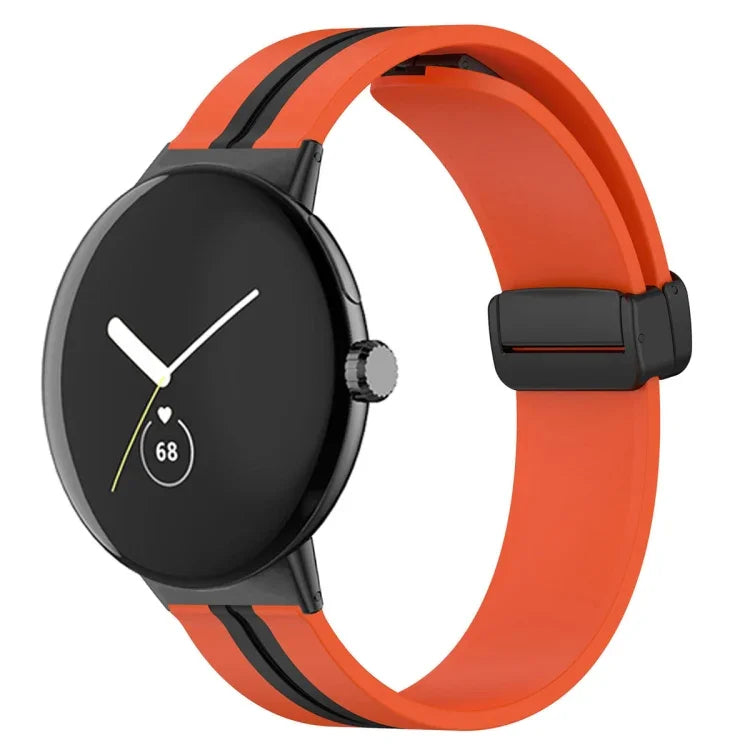雙色折疊扣矽膠錶帶，適用於 Google Pixel Watch 4 / 3 / 2 / 1 41mm