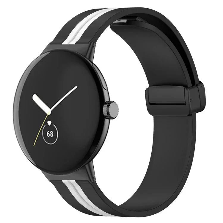 雙色折疊扣矽膠錶帶，適用於 Google Pixel Watch 4 / 3 / 2 / 1 41mm