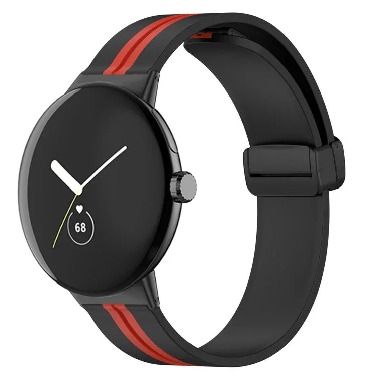 雙色折疊扣矽膠錶帶，適用於 Google Pixel Watch 4 / 3 / 2 / 1 41mm