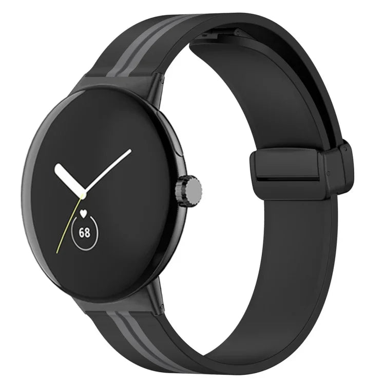 雙色折疊扣矽膠錶帶，適用於 Google Pixel Watch 4 / 3 / 2 / 1 41mm