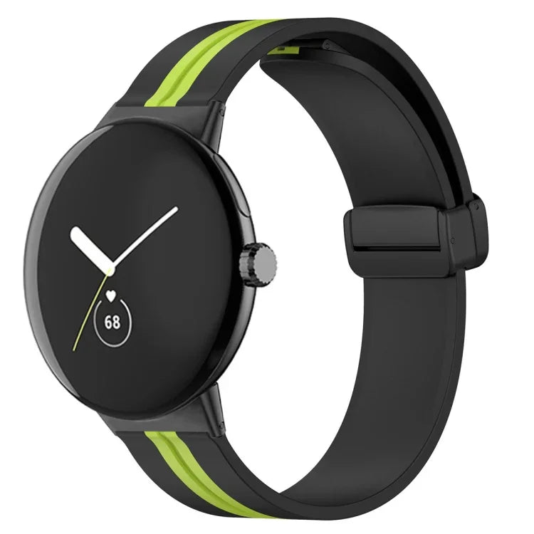 雙色折疊扣矽膠錶帶，適用於 Google Pixel Watch 4 / 3 / 2 / 1 41mm