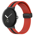 雙色折疊扣矽膠錶帶，適用於 Google Pixel Watch 4 / 3 / 2 / 1 41mm