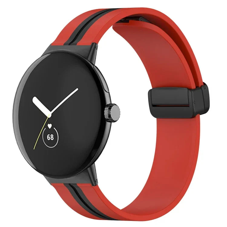 雙色折疊扣矽膠錶帶，適用於 Google Pixel Watch 4 / 3 / 2 / 1 41mm