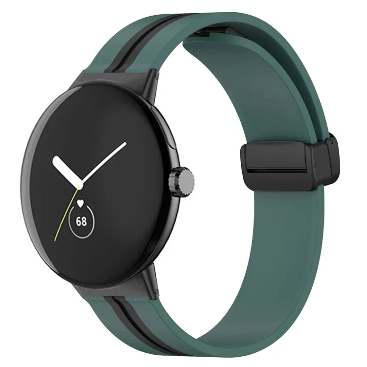 雙色折疊扣矽膠錶帶，適用於 Google Pixel Watch 4 / 3 / 2 / 1 41mm