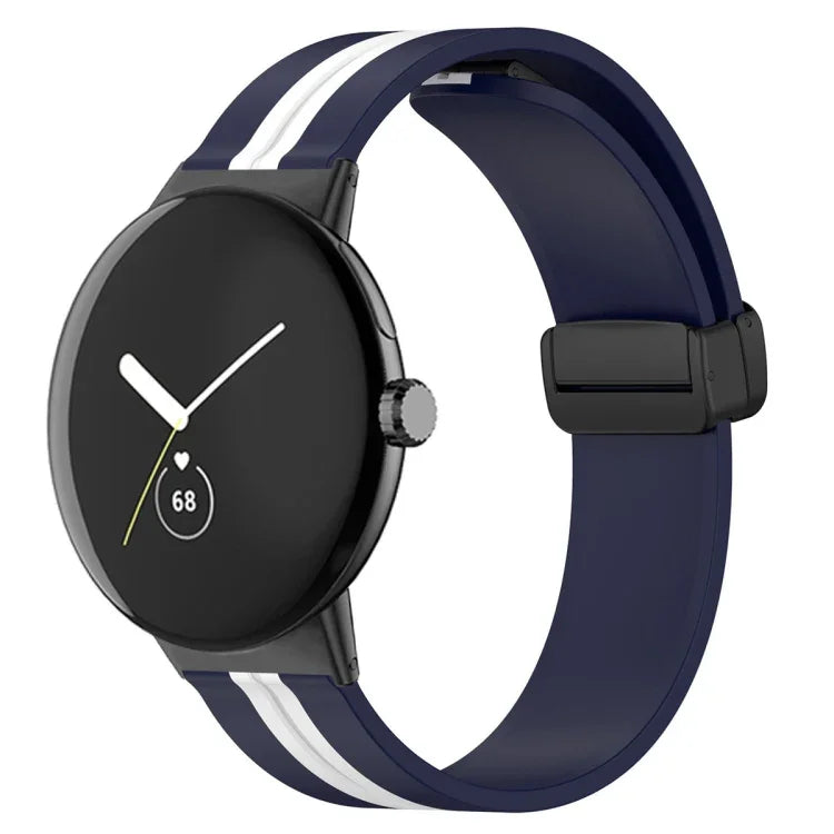 雙色折疊扣矽膠錶帶，適用於 Google Pixel Watch 4 / 3 / 2 / 1 41mm