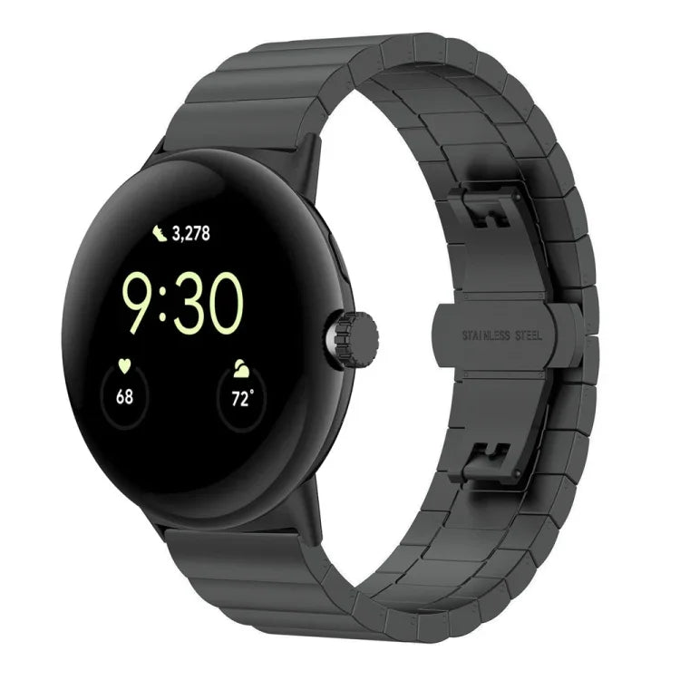 單珠蝴蝶扣金屬錶帶，適用於 Google Pixel Watch 4 / 3 / 2 / 1 41mm