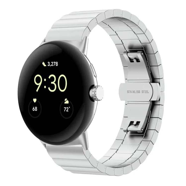 單珠蝴蝶扣金屬錶帶，適用於 Google Pixel Watch 4 / 3 / 2 / 1 41mm
