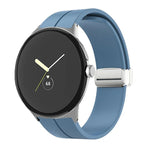 Solid-color Folding Buckle Silicone Watch Band, For Google Pixel Watch 4 / 3 / 2 / 1 41mm