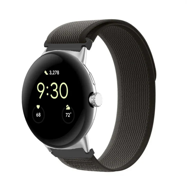 銀色環扣尼龍錶帶，適用於 Google Pixel Watch 4 / 3 / 2 / 1 41mm