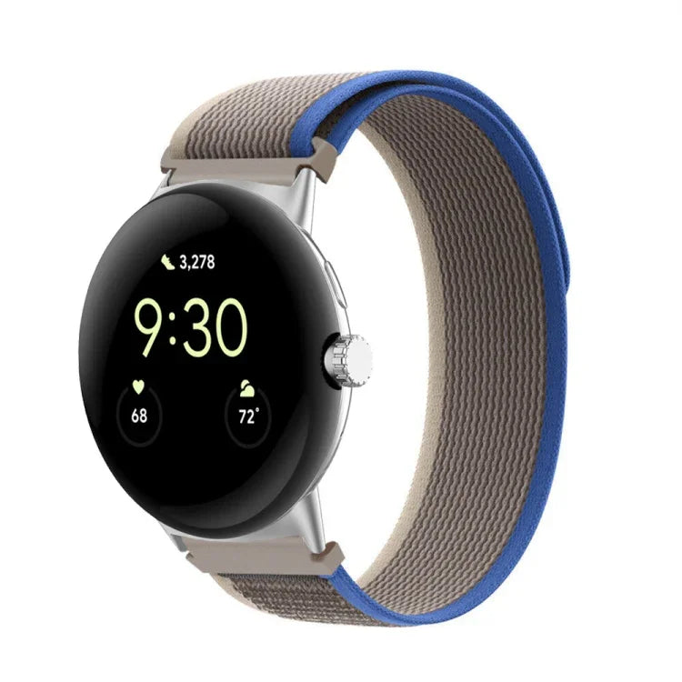 銀色環扣尼龍錶帶，適用於 Google Pixel Watch 4 / 3 / 2 / 1 41mm
