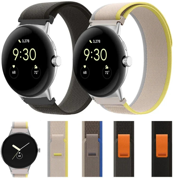 銀色環扣尼龍錶帶，適用於 Google Pixel Watch 4 / 3 / 2 / 1 41mm