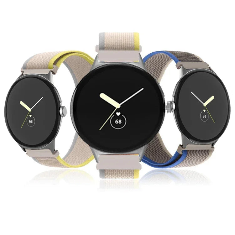 銀色環扣尼龍錶帶，適用於 Google Pixel Watch 4 / 3 / 2 / 1 41mm