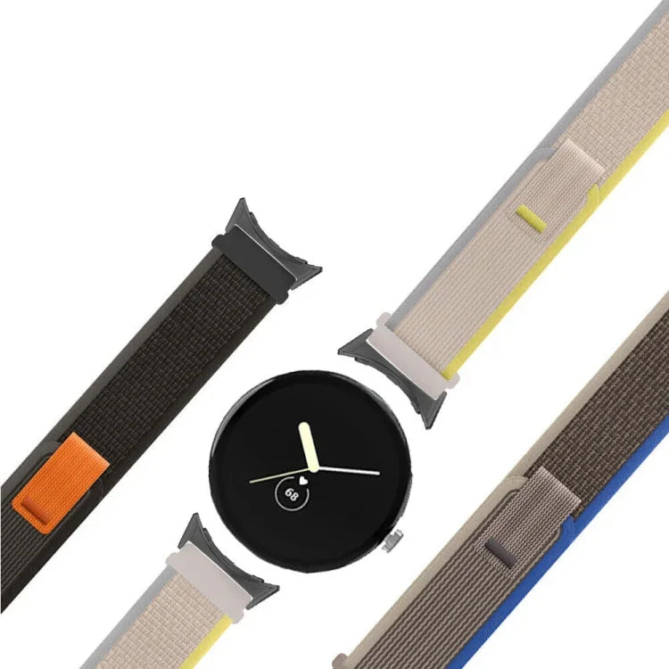銀色環扣尼龍錶帶，適用於 Google Pixel Watch 4 / 3 / 2 / 1 41mm