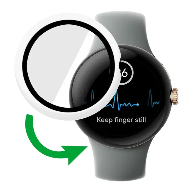 磨砂 PC 框架鋼化膜一體式手錶保護殼，適用於 Google Pixel Watch