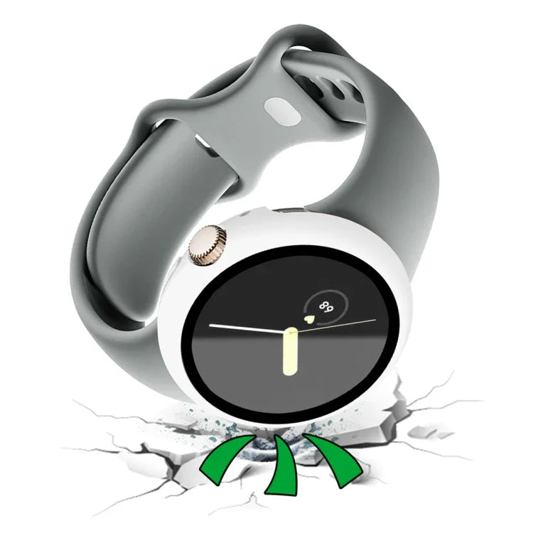 磨砂 PC 框架鋼化膜一體式手錶保護殼，適用於 Google Pixel Watch