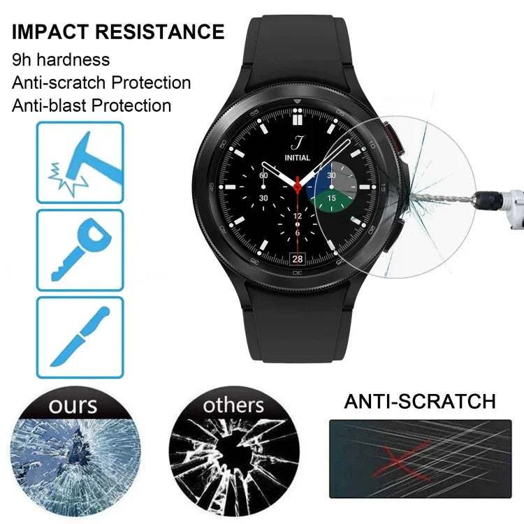 0.26mm 2.5D 9H 手錶鋼化玻璃保護貼，適用於 Samsung Galaxy Watch4 Classic 46mm，適用於 Samsung Galaxy Watch4 40mm