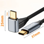 適用於 Steam Deck 第一代 100W USB-C/Type-C 公對母立體彎曲延長線，長度 0.5m、1m、1.5m、2m、3m