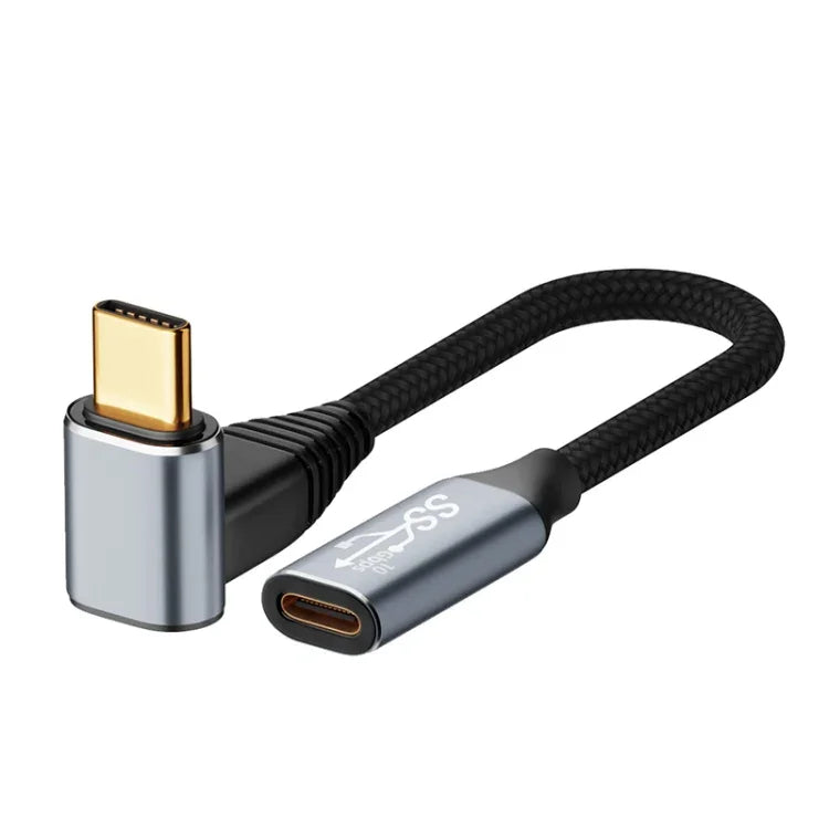 適用於 Steam Deck 第一代 100W USB-C/Type-C 公對母立體彎曲延長線，長度 0.5m、1m、1.5m、2m、3m