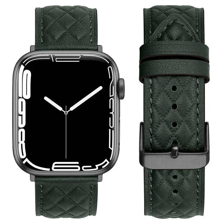 菱形紋真皮錶帶，適用於 Apple Watch Series 8&7 41mm / SE 2&6&SE&5&4 40mm / 3&2&1 38mm，適用於 Apple Watch Series 8&7 41mm / SE 2&6&SE&5&4 40mm / 3&2&1 38mm