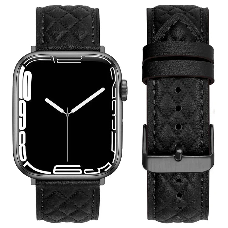 菱形紋真皮錶帶，適用於 Apple Watch Series 8&7 45mm / SE 2&6&SE&5&4 44mm / 3&2&1 42mm，適用於 Apple Watch Series 8&7 45mm / SE 2&6&SE&5&4 44mm / 3&2&1 42mm