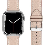 菱形紋真皮錶帶，適用於 Apple Watch Series 8&7 45mm / SE 2&6&SE&5&4 44mm / 3&2&1 42mm，適用於 Apple Watch Series 8&7 45mm / SE 2&6&SE&5&4 44mm / 3&2&1 42mm