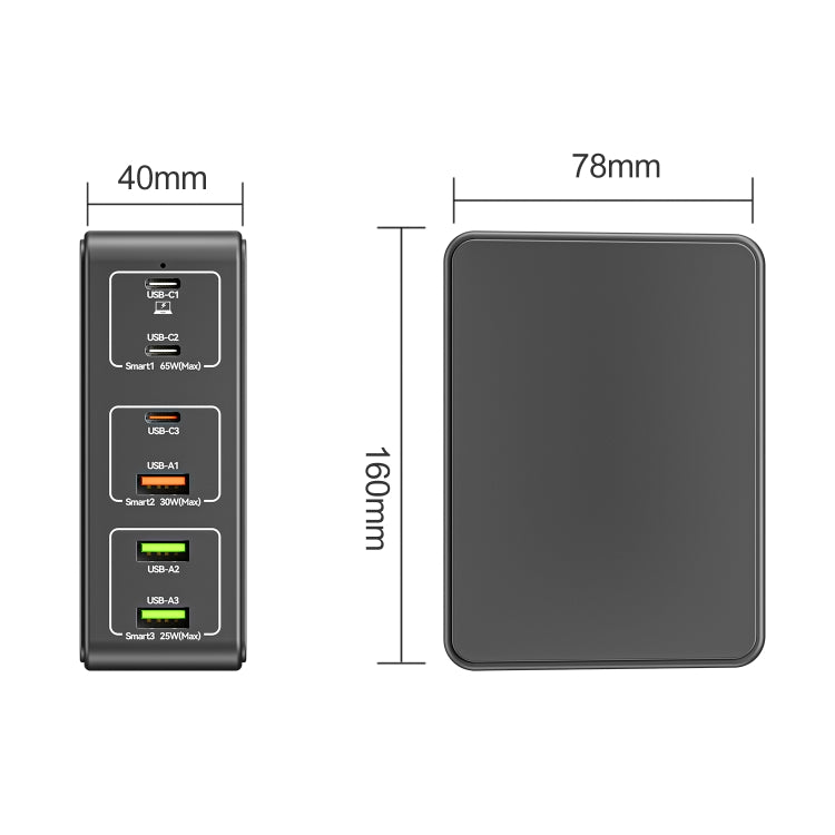 818H 120W Type-C + USB 六埠桌面快速充電器，美規插頭，英規插頭，歐規插頭，澳規插頭