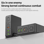 818H 120W Type-C + USB 六埠桌面快速充電器，美規插頭，英規插頭，歐規插頭，澳規插頭