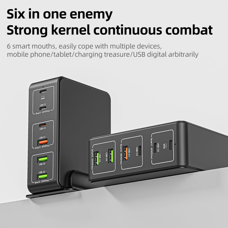818H 120W Type-C + USB 六埠桌面快速充電器，美規插頭，英規插頭，歐規插頭，澳規插頭