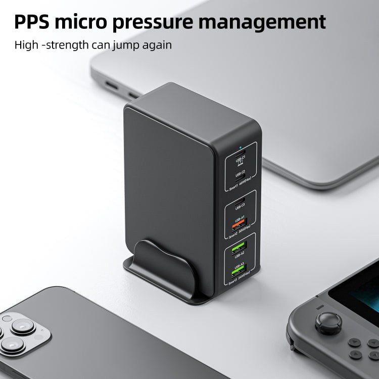 818H 120W Type-C + USB 六埠桌面快速充電器，美規插頭，英規插頭，歐規插頭，澳規插頭