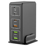 818H 120W Type-C + USB 六埠桌面快速充電器，美規插頭，英規插頭，歐規插頭，澳規插頭