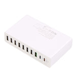 10 合 1 65W QC3.0 USB 智能快充充電器，美國插頭，英國插頭，澳洲插頭