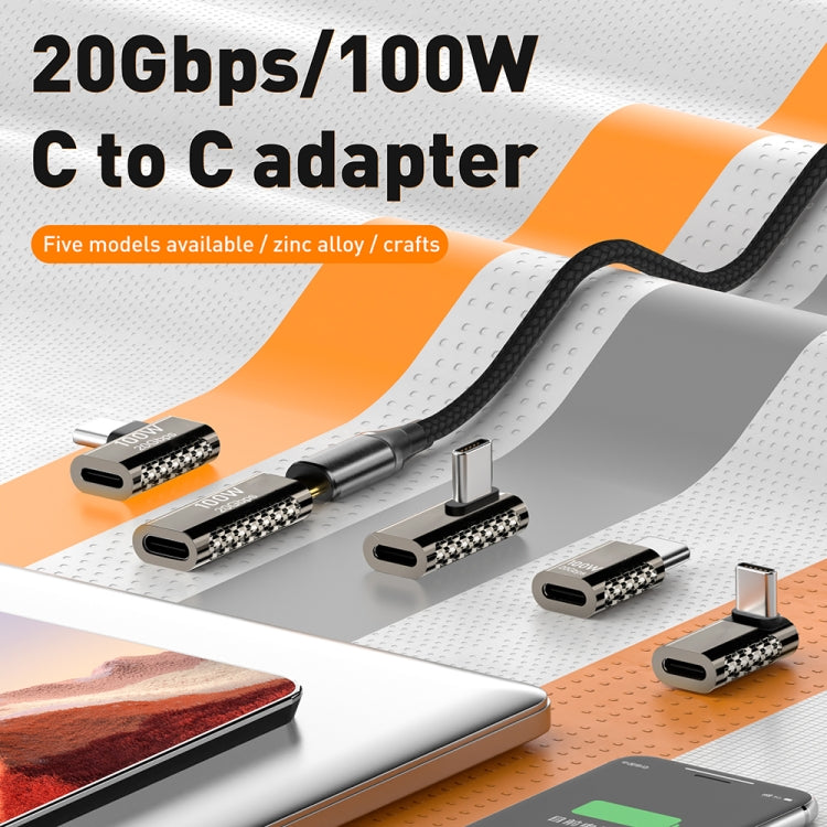 100W Type-C 公頭轉 Type-C 母頭 20Gbps 鋅合金轉接器，Type-C 公頭轉 Type-C 母頭側彎，Type-C 公頭轉 Type-C 母頭垂直角度，Type-C 公頭轉 Type-C 母頭中彎，Type-C 公頭轉 Type-C 母頭直線