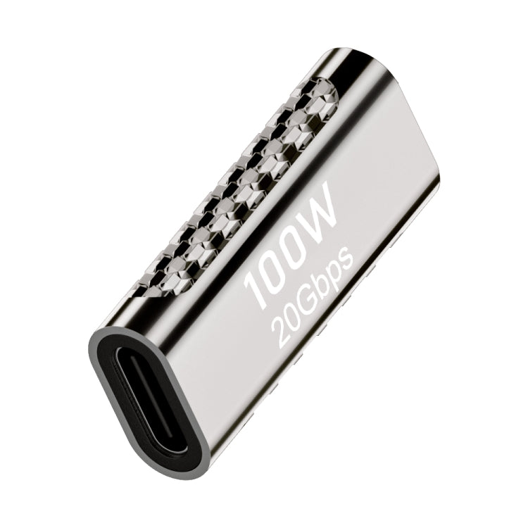 100W Type-C 母頭轉 Type-C 母頭 20Gbps 鋅合金轉接器，Type-C 母頭轉 Type-C 母頭直線