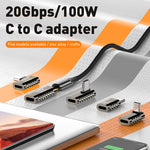 100W Type-C 母頭轉 Type-C 母頭 20Gbps 鋅合金轉接器，Type-C 母頭轉 Type-C 母頭直線