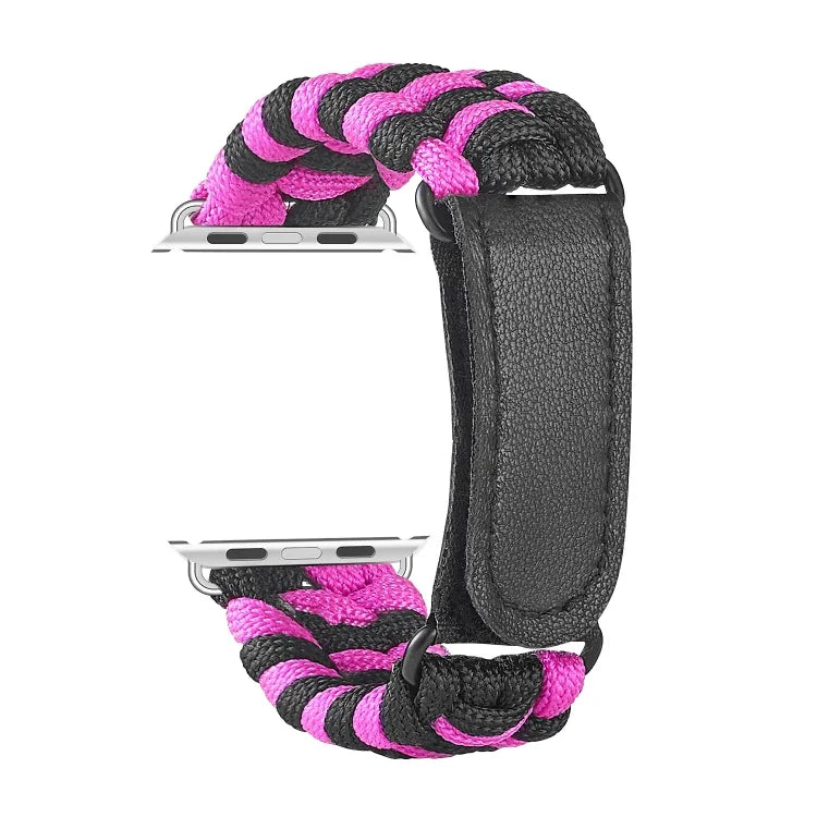傘繩平織魔鬼氈尼龍錶帶，適用於 Apple Watch Series 8&7 41mm / SE 2&6&SE&5&4 40mm，適用於 Apple Watch Ultra 49mm / Series 8&7 45mm / SE 2&6&SE&5&4 44mm