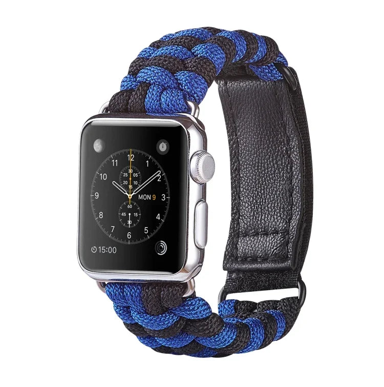 傘繩平織魔鬼氈尼龍錶帶，適用於 Apple Watch Series 8&7 41mm / SE 2&6&SE&5&4 40mm，適用於 Apple Watch Ultra 49mm / Series 8&7 45mm / SE 2&6&SE&5&4 44mm