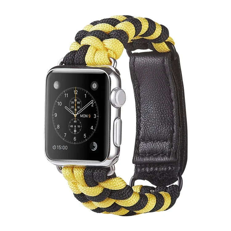 傘繩平織魔鬼氈尼龍錶帶，適用於 Apple Watch Series 8&7 41mm / SE 2&6&SE&5&4 40mm，適用於 Apple Watch Ultra 49mm / Series 8&7 45mm / SE 2&6&SE&5&4 44mm