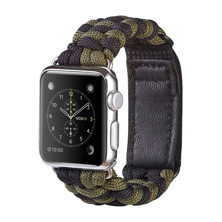 傘繩平織魔鬼氈尼龍錶帶，適用於 Apple Watch Series 8&7 41mm / SE 2&6&SE&5&4 40mm，適用於 Apple Watch Ultra 49mm / Series 8&7 45mm / SE 2&6&SE&5&4 44mm