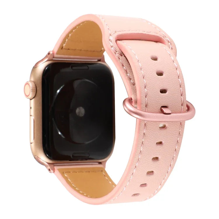 純色真皮錶帶，適用於 Apple Watch Series 7 41mm / 6 & SE & 5 & 4 40mm / 3 & 2 & 1 38mm，適用於 Apple Watch Series 7 45mm / 6 & SE & 5 & 4 44mm / 3 & 2 & 1 42mm