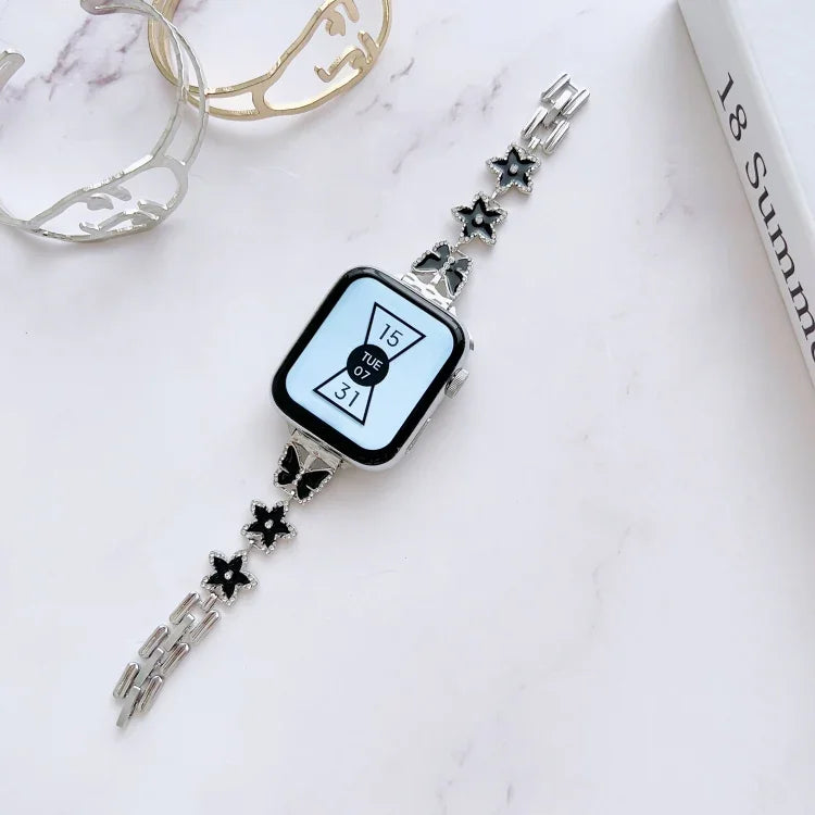 金屬手鍊錶帶，適用於 Apple Watch Series 8&7 45mm / SE 2&6&SE&5&4 44mm，適用於 Apple Watch Series 8&7 41mm / SE 2&6&SE&5&4 40mm