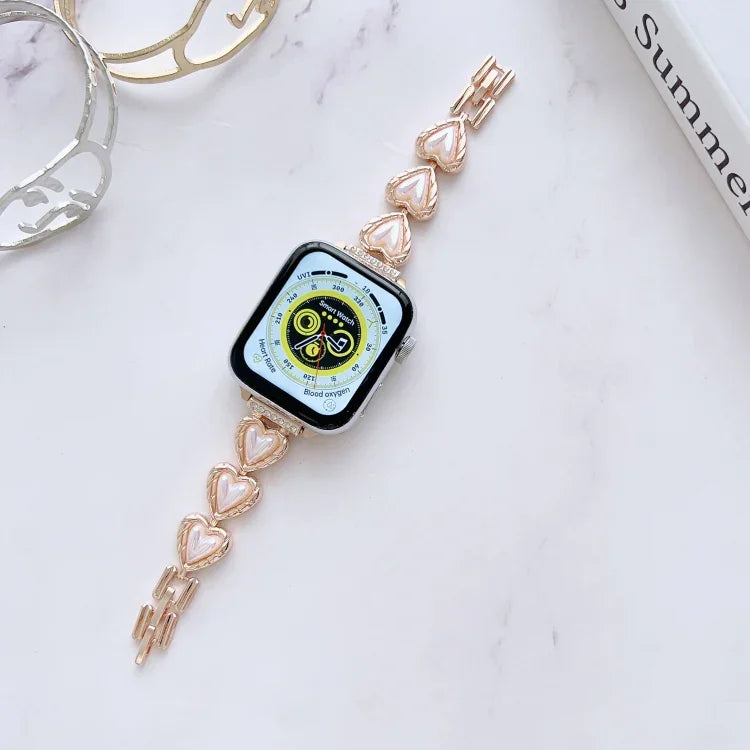 金屬手鍊錶帶，適用於 Apple Watch Series 8&7 45mm / SE 2&6&SE&5&4 44mm，適用於 Apple Watch Series 8&7 41mm / SE 2&6&SE&5&4 40mm