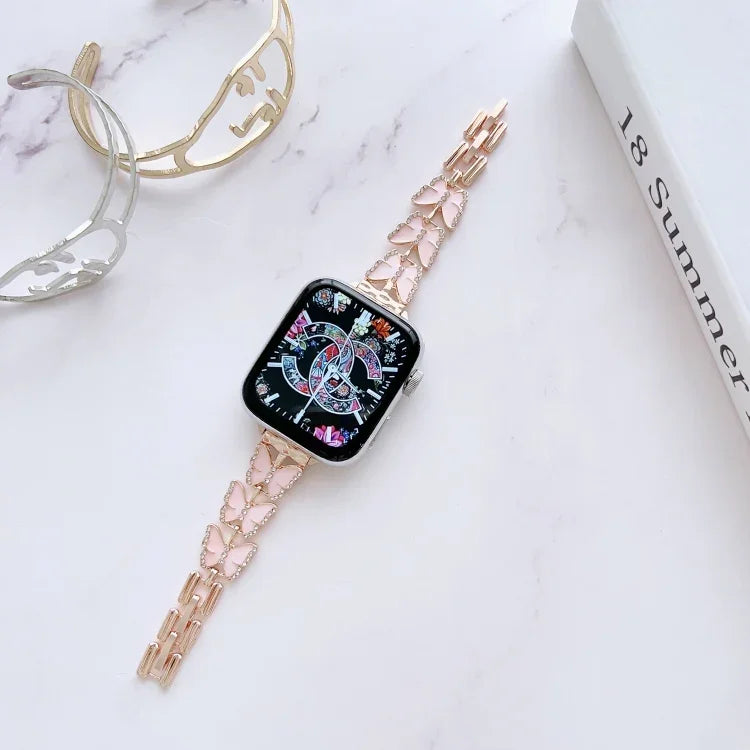 金屬手鍊錶帶，適用於 Apple Watch Series 8&7 45mm / SE 2&6&SE&5&4 44mm，適用於 Apple Watch Series 8&7 41mm / SE 2&6&SE&5&4 40mm