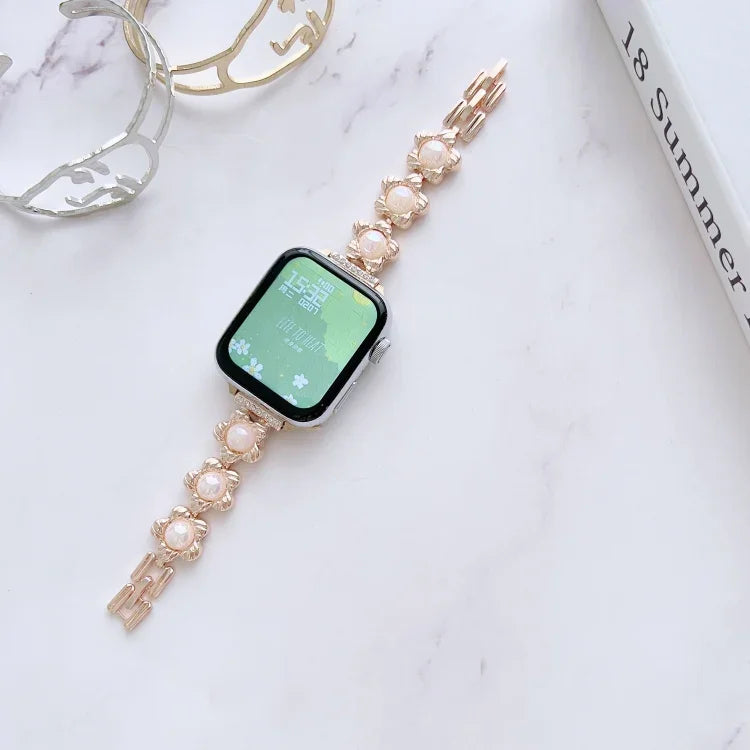 金屬手鍊錶帶，適用於 Apple Watch Series 8&7 45mm / SE 2&6&SE&5&4 44mm，適用於 Apple Watch Series 8&7 41mm / SE 2&6&SE&5&4 40mm