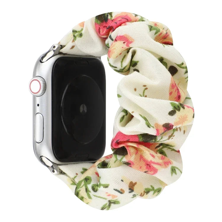 格紋花紋布料髮圈錶帶，適用於 Apple Watch Ultra 49mm / Series 8&7 45mm / SE 2&6&SE&5&4 44mm / 3&2&1 42mm，適用於 Apple Watch Series 8&7 41mm / SE 2&6&SE&5&4 40mm / 3&2&1 38mm