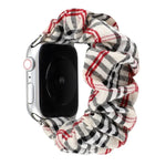 格紋花紋布料髮圈錶帶，適用於 Apple Watch Ultra 49mm / Series 8&7 45mm / SE 2&6&SE&5&4 44mm / 3&2&1 42mm，適用於 Apple Watch Series 8&7 41mm / SE 2&6&SE&5&4 40mm / 3&2&1 38mm