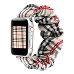 格紋花紋布料髮圈錶帶，適用於 Apple Watch Ultra 49mm / Series 8&7 45mm / SE 2&6&SE&5&4 44mm / 3&2&1 42mm，適用於 Apple Watch Series 8&7 41mm / SE 2&6&SE&5&4 40mm / 3&2&1 38mm