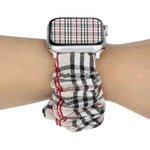 格紋花紋布料髮圈錶帶，適用於 Apple Watch Ultra 49mm / Series 8&7 45mm / SE 2&6&SE&5&4 44mm / 3&2&1 42mm，適用於 Apple Watch Series 8&7 41mm / SE 2&6&SE&5&4 40mm / 3&2&1 38mm